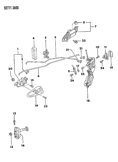 1994 Dodge Stealth Door, Front Handles, Locks And Controls Diagram