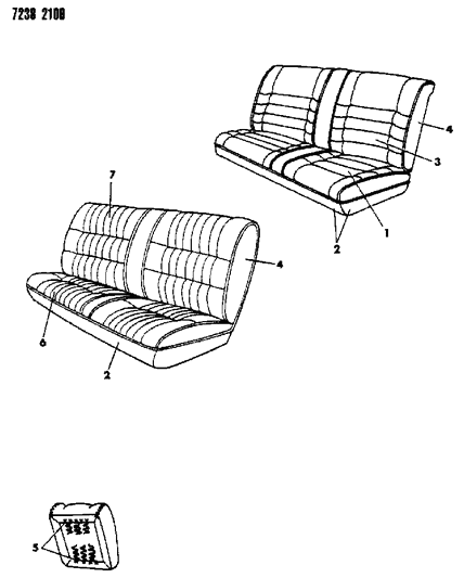1987 Dodge 600 Cushion, W/Spring/Frame, Pad And Cover, Rear Diagram for C743F3C