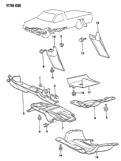 1991 Dodge Ram 50 Mud Guards - Protectors & Splash Shields Diagram