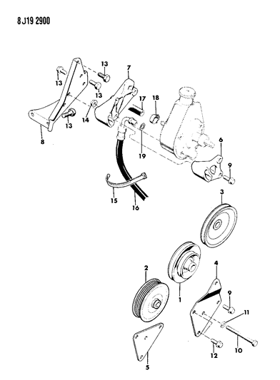 1987 Jeep J10 Pump Mounting - Power Steering Diagram 1 - Thumbnail