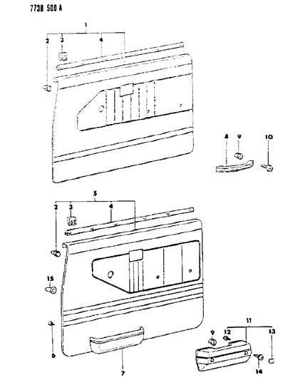 1987 Dodge Ram 50 Door Trim Panel Diagram