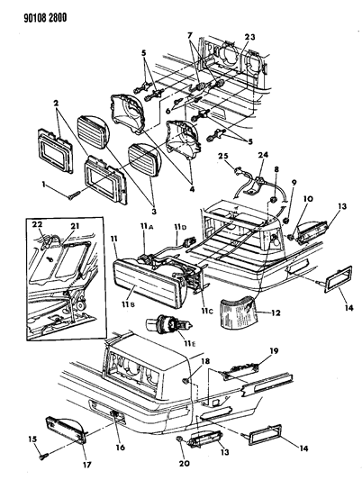 1990 Dodge Dynasty Cornering Lamp Diagram for 4399877