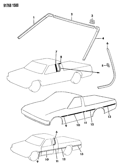 1991 Dodge Ram 50 Molding, Upper Diagram for MB417594