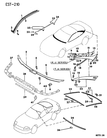1996 Dodge Stealth Belt Weatherstrip Diagram for MB641307