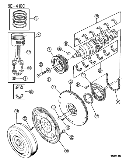 1994 Dodge Ram 2500 Crankshaft , Piston & Flywheel & Torque Converter Diagram 5 - Thumbnail