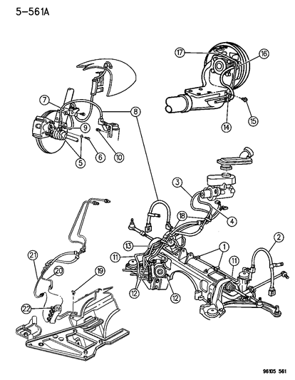 1996 Dodge Caravan Lines & Hoses, Brake Diagram 1 - Thumbnail