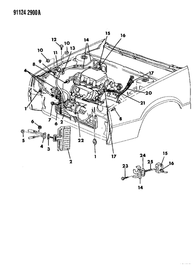 1991 Dodge Daytona Plumbing - A/C & Heater Diagram 2 - Thumbnail