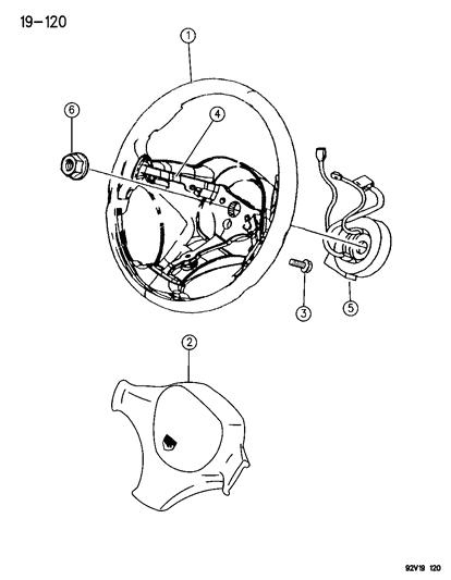 1996 Dodge Viper Driver Inflator Module, Driver Side Diagram for LB45JX8