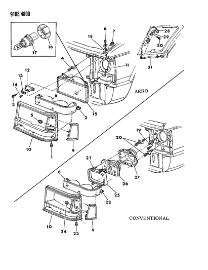 1989 Dodge Grand Caravan Parking Lamp Diagram for 4399885