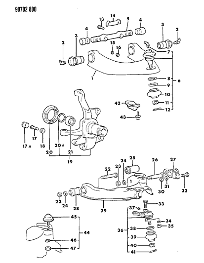 1990 Dodge Ram 50 Suspension - Front Diagram 1 - Thumbnail