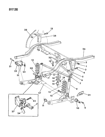 1988 Dodge Shadow Shock Absorber, Rear Diagram for 4228764