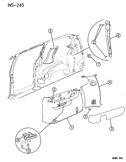 1996 Dodge Caravan Quarter Panel of Interior Trim Diagram 4 - Thumbnail