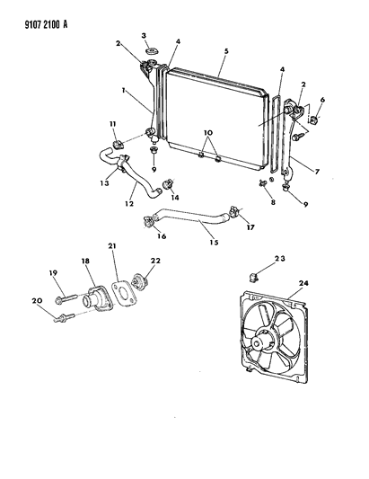 1989 Chrysler New Yorker Radiator & Related Parts Diagram 1 - Thumbnail