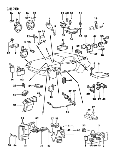 1989 Chrysler Conquest Relay, Defogger (Mb542131 Rear Defogger Timer Unit) Diagram for MB543175