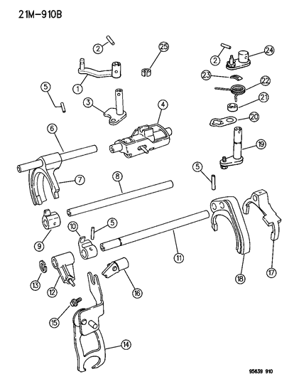 1996 Chrysler Sebring Coupe Fork & Rail Diagram