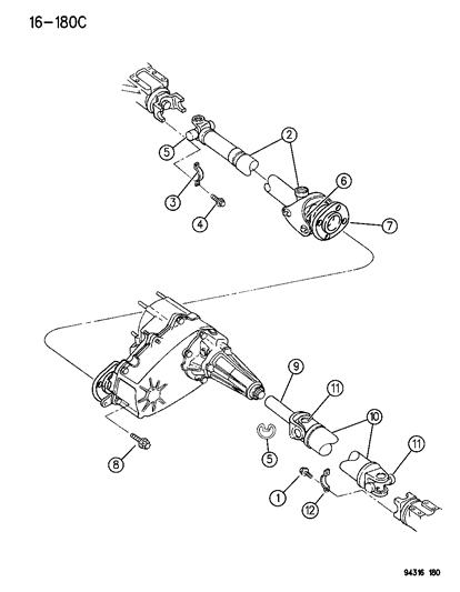 1994 Dodge Ram 1500 Universal Joint Kit Diagram for 5003146AA