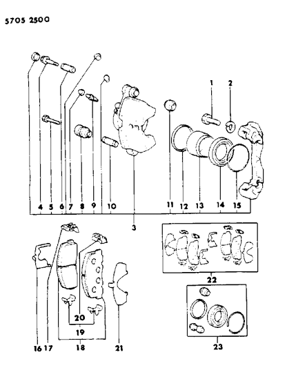 1986 Dodge Colt Brakes, Front Diagram 2 - Thumbnail