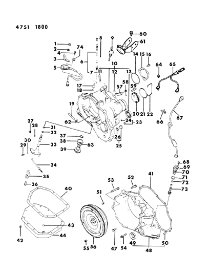 1984 Dodge Colt Case & Miscellaneous Parts of Automatic Transmission Diagram