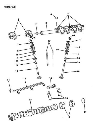 1991 Dodge Caravan Camshaft & Valves Diagram 3 - Thumbnail