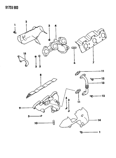 1991 Dodge Ram 50 Intake & Exhaust Manifold Diagram 2 - Thumbnail