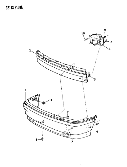 1992 Dodge Caravan Impact Strip Diagram for 4451747