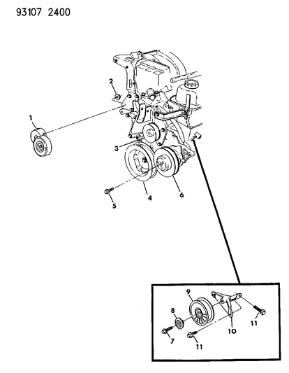 1993 Chrysler New Yorker Salon Drive Pulleys Diagram 3 - Thumbnail
