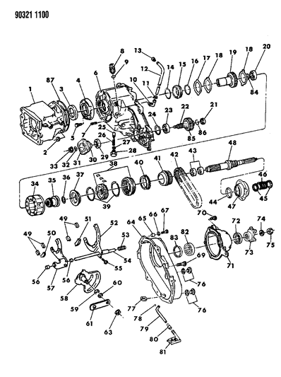 1990 Dodge D150 Bearing, Input Gear Pilot, Needle Diagram for 83503507