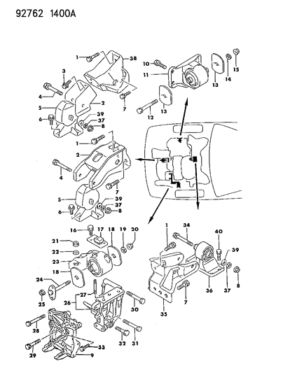 1992 Dodge Stealth Side Mount, Front Diagram for MB581692