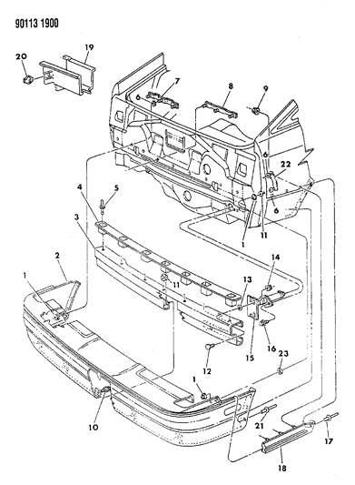 1990 Dodge Daytona Energy Absorber, Rear Diagram for 4270768