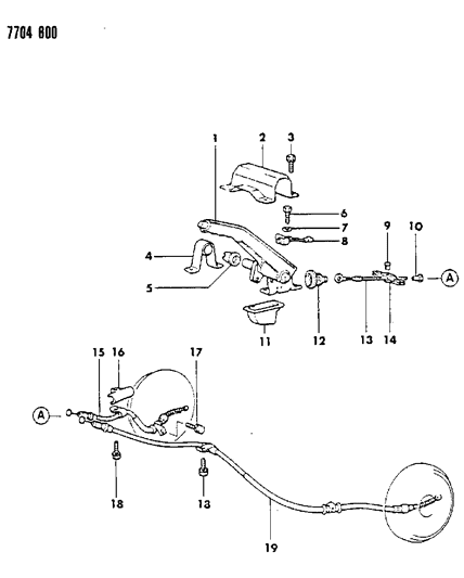 1987 Dodge Raider Controls, Parking Brake Diagram
