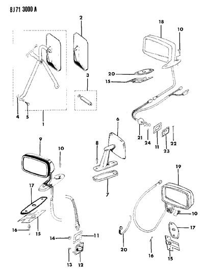 1987 Jeep J10 Mirror Diagram for J0977877