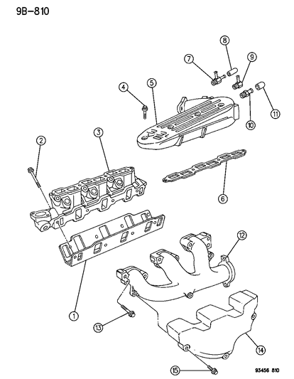 1994 Dodge Intrepid Manifolds - Intake & Exhaust Diagram 1 - Thumbnail