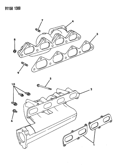 1991 Dodge Shadow Stud, Turbocharger Attaching M10X1.5X40-6 Diagram for 6500830