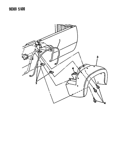 1990 Dodge D150 Fender Rear Diagram