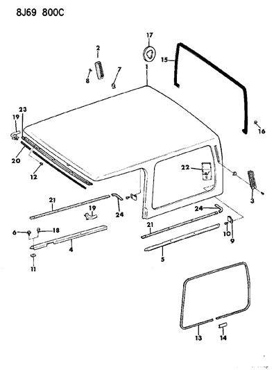1987 Jeep Wrangler Molding Diagram for 55015799