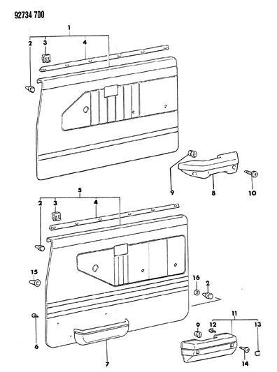 1993 Dodge Ram 50 Door Trim Panel Diagram