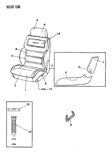 1992 Chrysler LeBaron GTC Front Seat Diagram 3 - Thumbnail