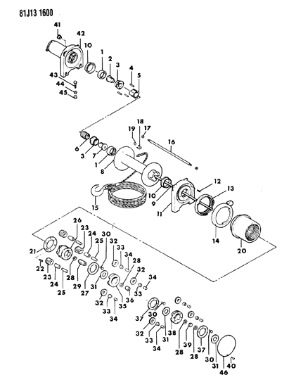1986 Jeep J20 Winch Motor & Drum Diagram 1 - Thumbnail