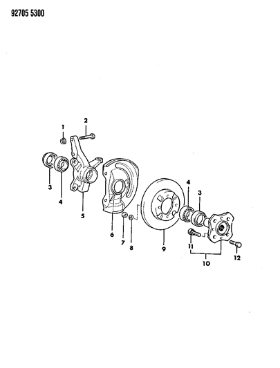 1992 Dodge Colt Brake, Disc And Bearings, Front Diagram 1 - Thumbnail