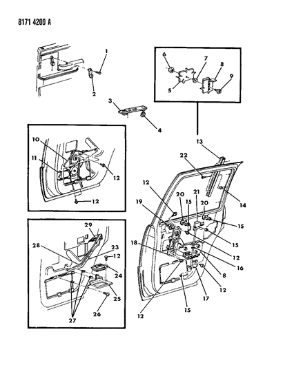 1988 Chrysler New Yorker Base Model Door, Rear Glass, Regulators And Controls Diagram