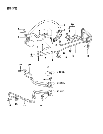 1989 Dodge Colt Clip, Oil Line Diagram for MB351621