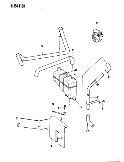 1992 Jeep Cherokee Hose, Separator To Turbo Inlet Diagram for 53002320