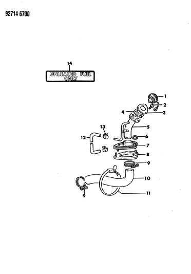 1992 Dodge Colt Fuel Tank Filler Tube Diagram 2 - Thumbnail
