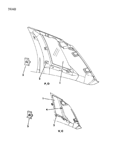 1985 Chrysler Executive Limousine Glass - Quarter Window Diagram 2 - Thumbnail