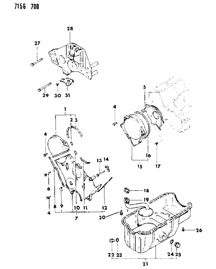 1987 Dodge Caravan Oil Pan & Timing Belt Cover , Oil Pump & Oil Filter Diagram 2 - Thumbnail
