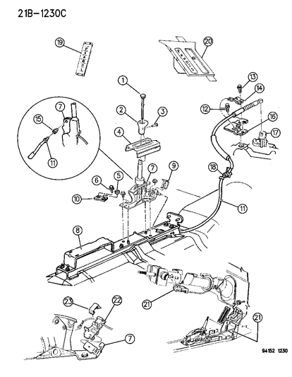 1994 Dodge Shadow Controls , Gearshift , Floor Shaft Diagram 2 - Thumbnail