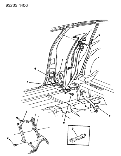 1993 Chrysler LeBaron Sedan Belt - Front Seat Diagram 1 - Thumbnail