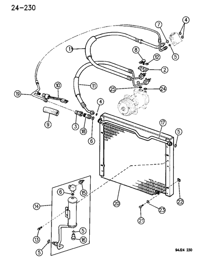 1994 Jeep Cherokee Receiver Drier, Condenser And Lines Diagram 1 - Thumbnail