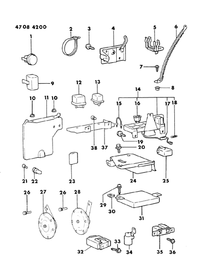 1984 Chrysler Conquest Horn - Relay - Flasher - Timer Diagram 1 - Thumbnail