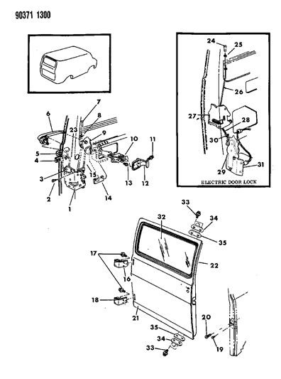 1992 Dodge Ram Van Lower Hinge, Rear Driver Side Diagram for 55075194